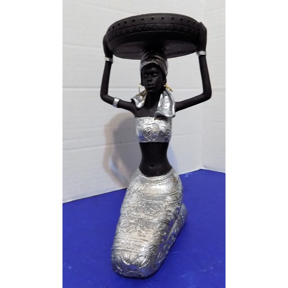 NEW Black African Queen Statue Figurine Candle Holder - Picture 2 of 5